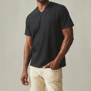 NWOT American Giant Men's Premium 100% Cotton Slub V-Neck Tee Black Size Large